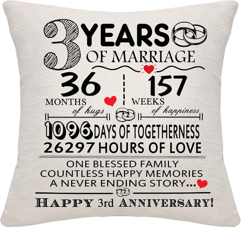3 Years of Marriage Pillow